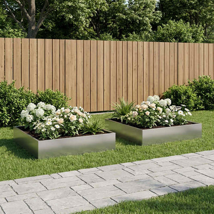vidaXL Garden Planter 2 pcs Silver 100 x 100 x 20 cm Galvanised Steel