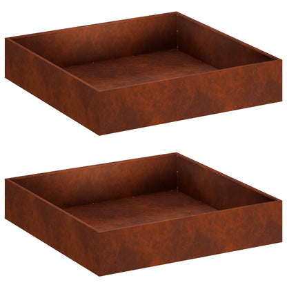 vidaXL Garden Planter 2 pcs Rusty 100 x 100 x 20 cm Weathering Steel