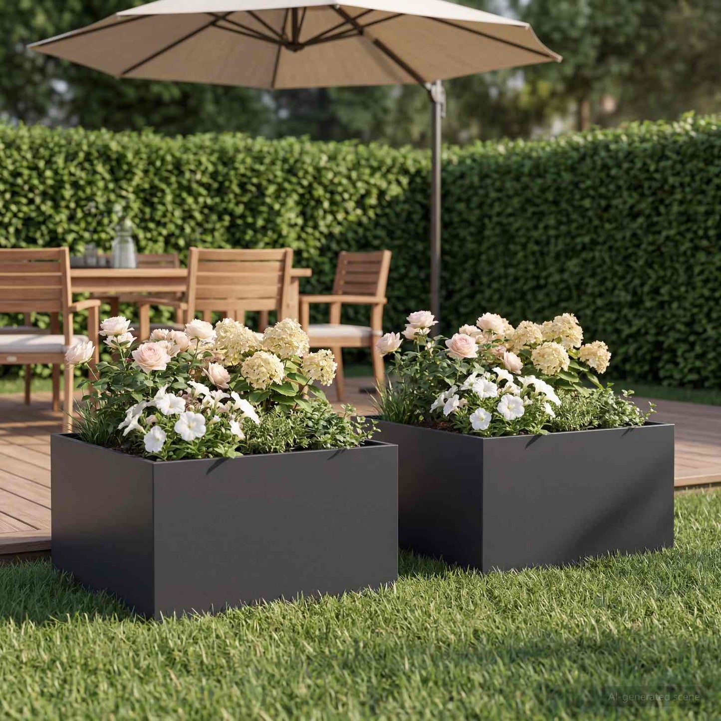 vidaXL Garden Planter 2 pcs Black 40 x 40 x 30 cm Cold-rolled Steel