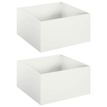 vidaXL Garden Planter 2 pcs White 40 x 40 x 30 cm Cold-rolled Steel