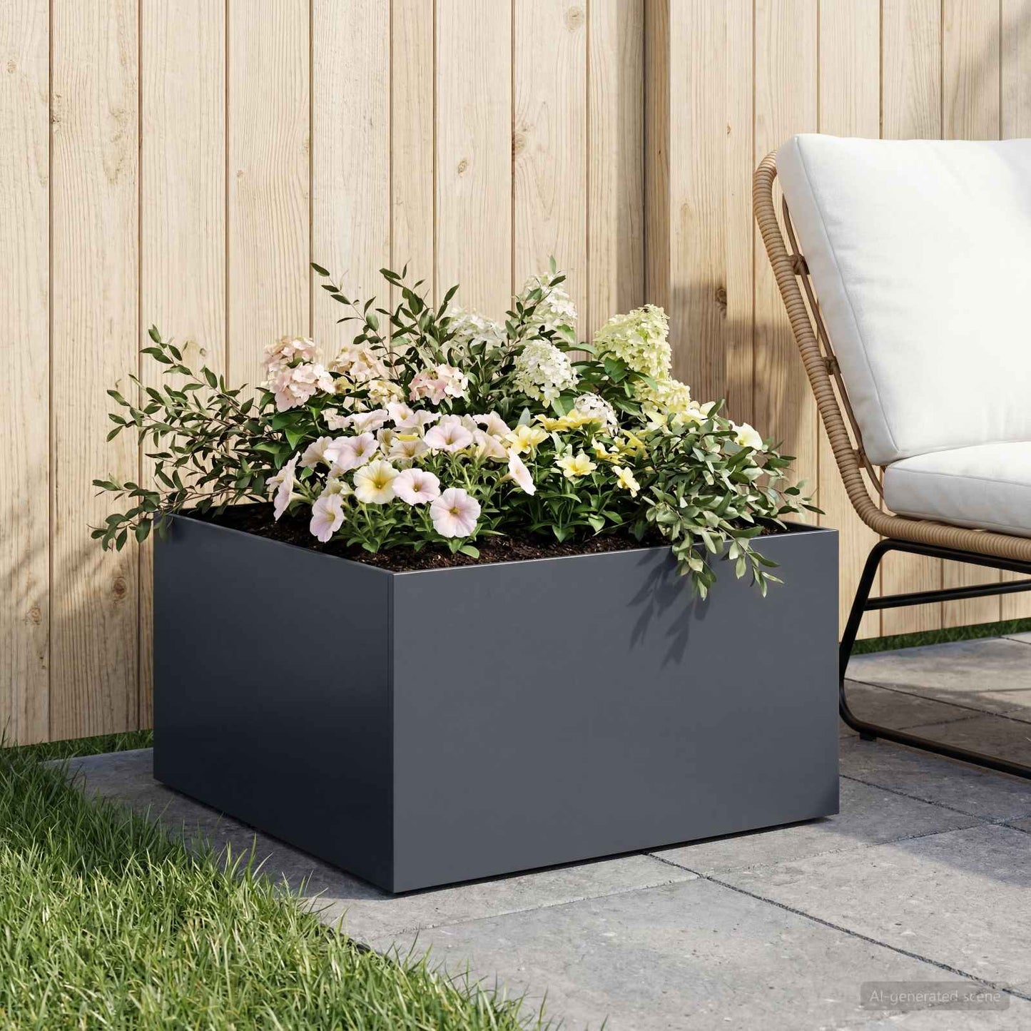 vidaXL Garden Planter Anthracite 40 x 40 x 30 cm Cold-rolled Steel