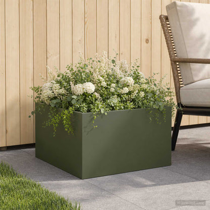 vidaXL Garden Planter Olive Green 40 x 40 x 30 cm Cold-rolled Steel