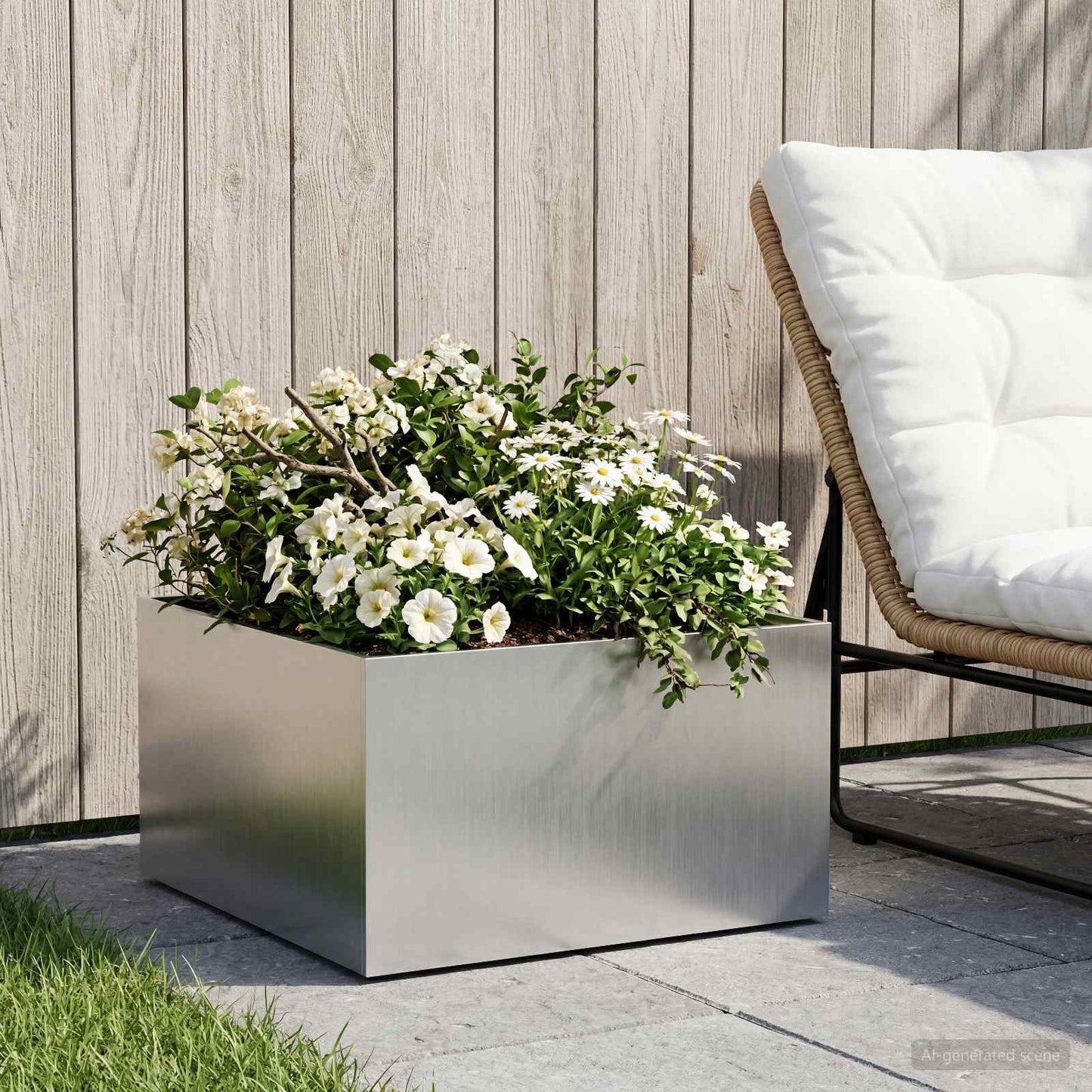 vidaXL Garden Planter Silver 40 x 40 x 30 cm Stainless Steel