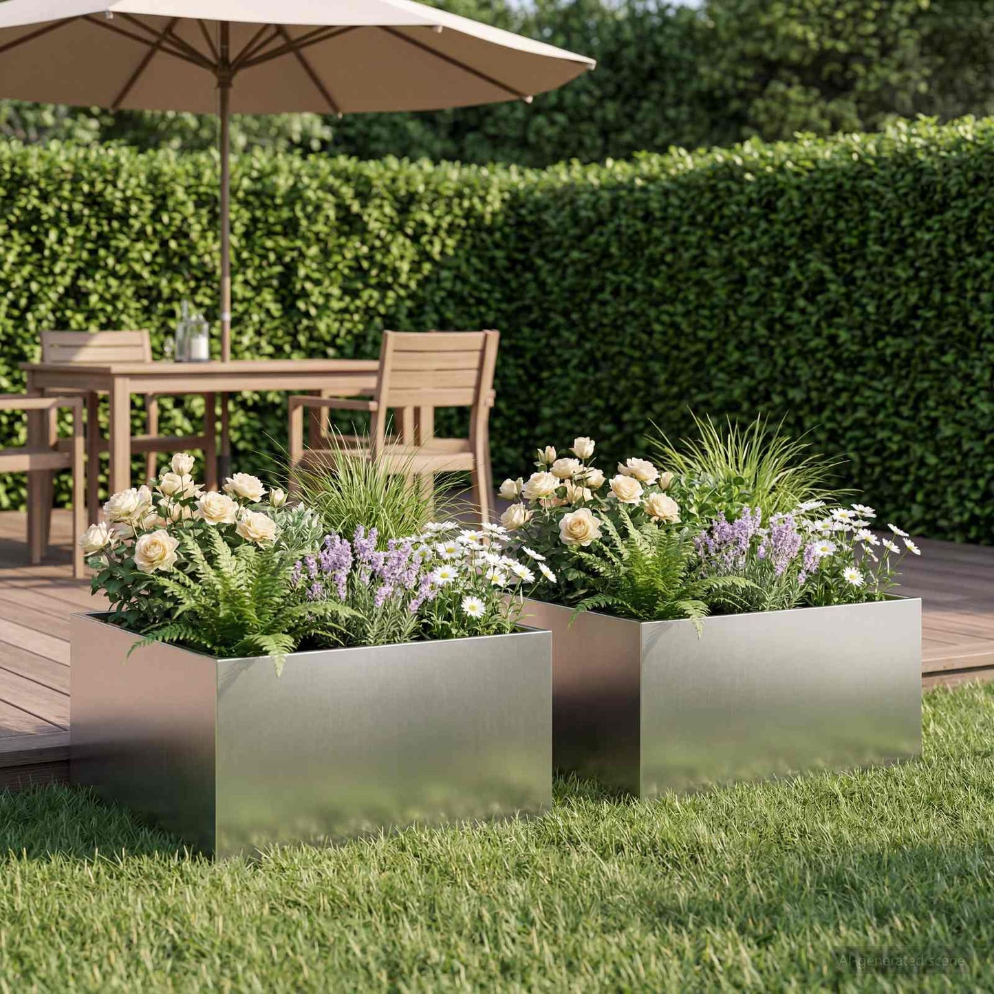 vidaXL Garden Planter 2 pcs Silver 40 x 40 x 30 cm Stainless Steel