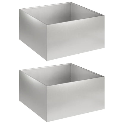 vidaXL Garden Planter 2 pcs Silver 40 x 40 x 30 cm Stainless Steel
