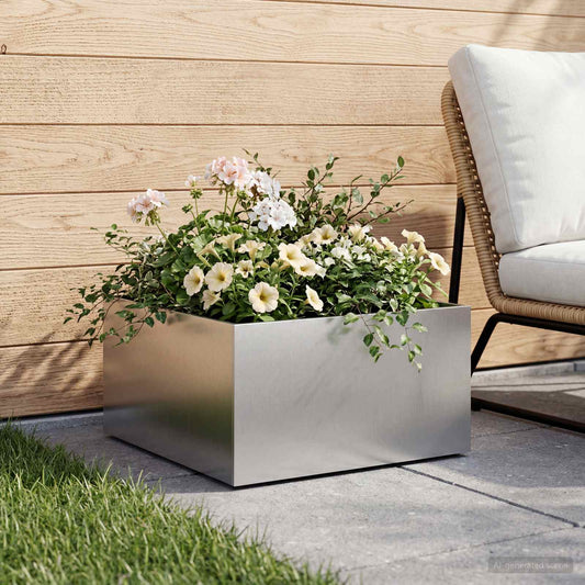 vidaXL Garden Planter Silver 40 x 40 x 30 cm Galvanised Steel