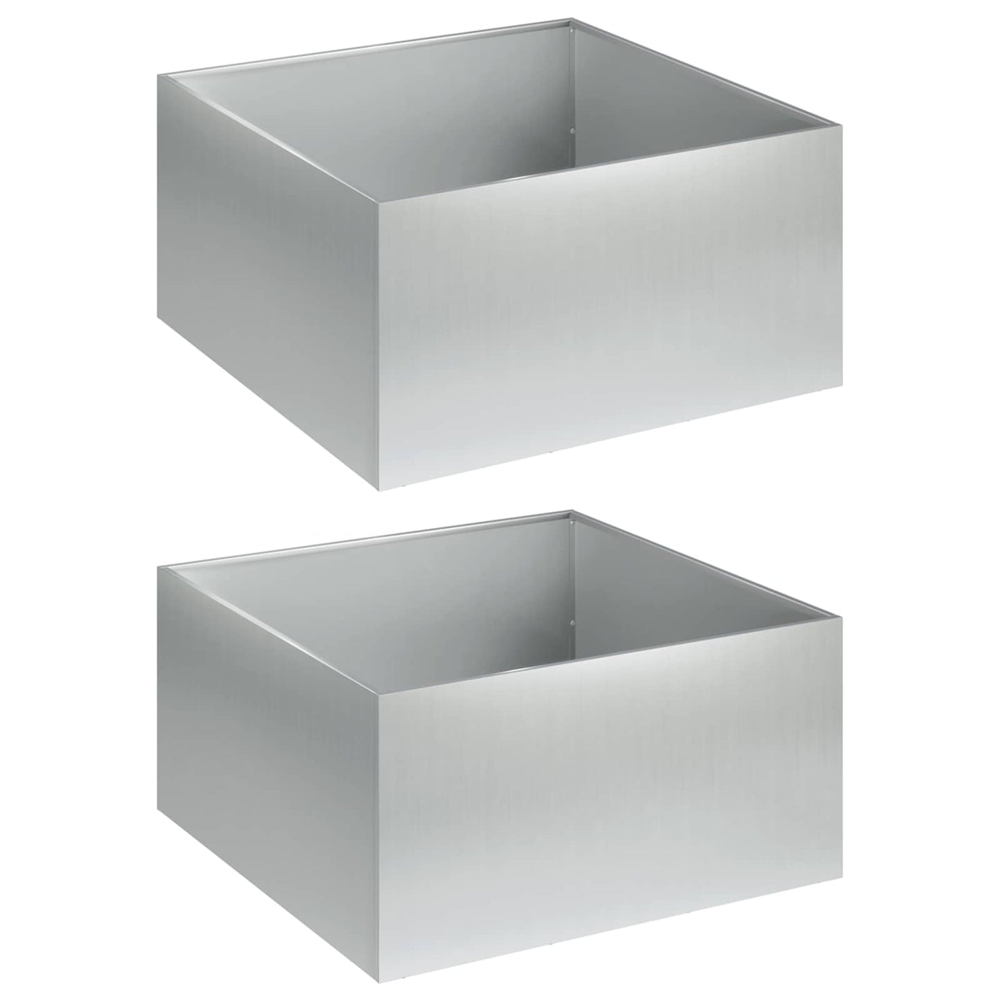 vidaXL Garden Planter 2 pcs Silver 40 x 40 x 30 cm Galvanised Steel