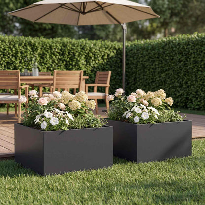 vidaXL Garden Planter 2 pcs Black 60 x 60 x 30 cm Cold-rolled Steel