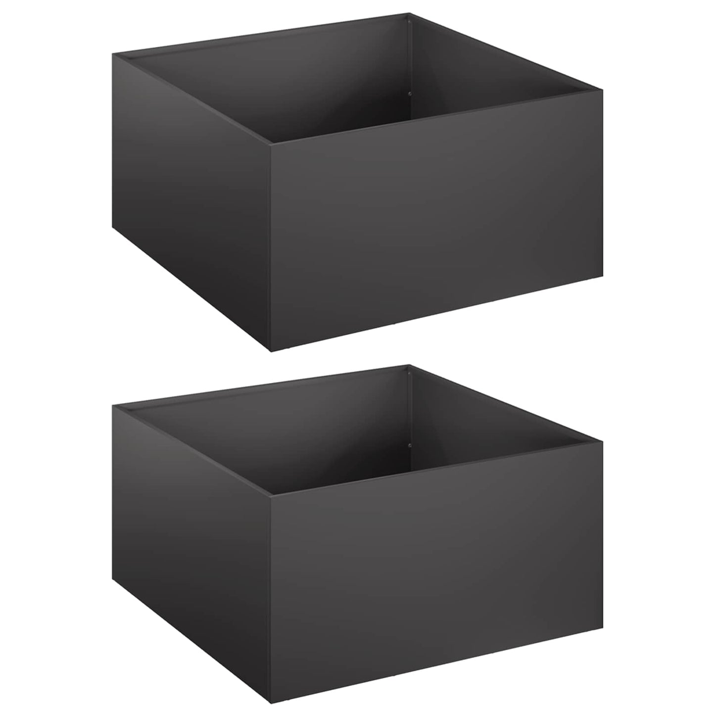vidaXL Garden Planter 2 pcs Black 60 x 60 x 30 cm Cold-rolled Steel