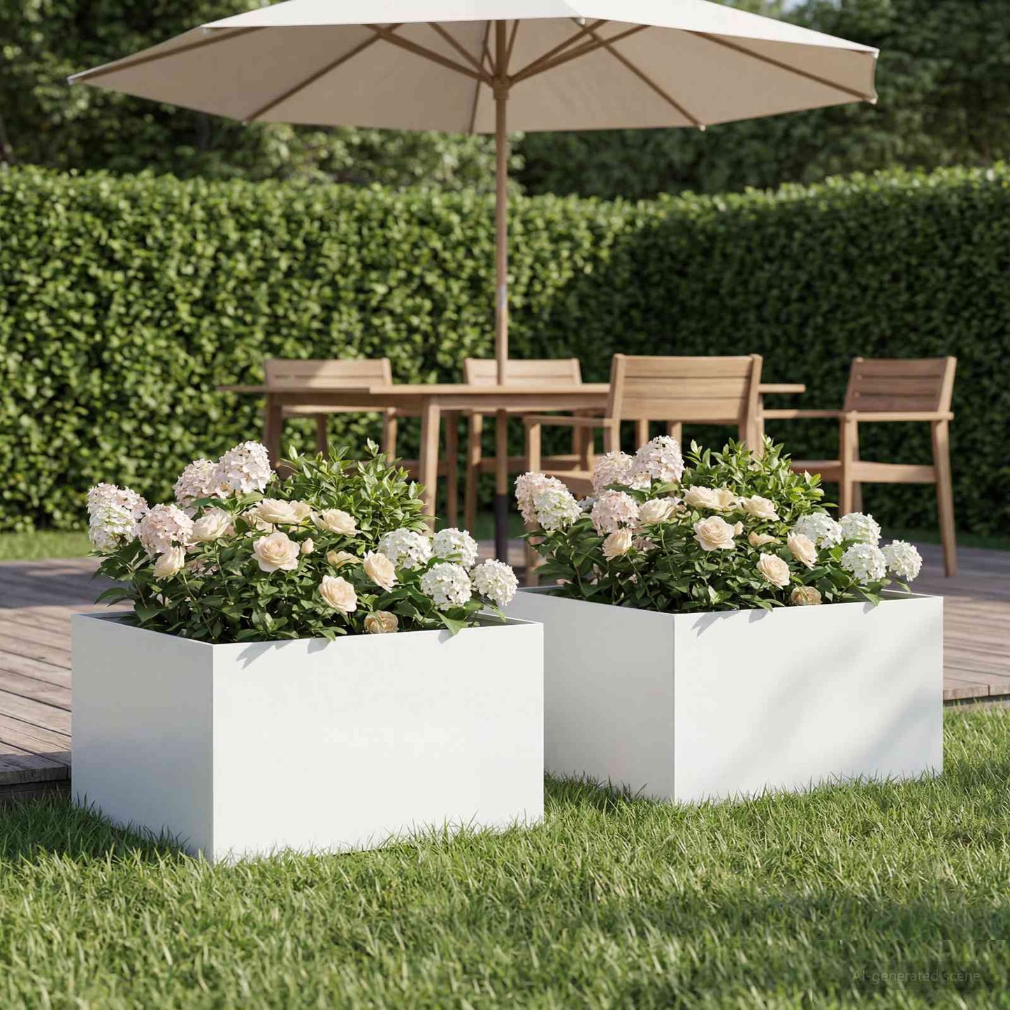 vidaXL Garden Planter 2 pcs White 60 x 60 x 30 cm Cold-rolled Steel