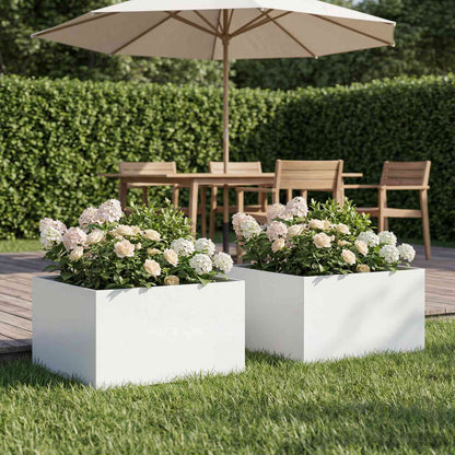 vidaXL Garden Planter 2 pcs White 60 x 60 x 30 cm Cold-rolled Steel