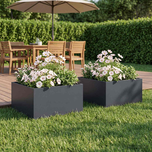 vidaXL Garden Planter 2 pcs Anthracite 60 x 60 x 30 cm