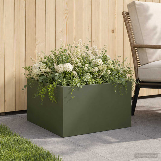 vidaXL Garden Planter Olive Green 60 x 60 x 30 cm Cold-rolled Steel