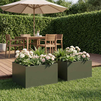 vidaXL Garden Planter 2 pcs Olive Green 60 x 60 x 30 cm