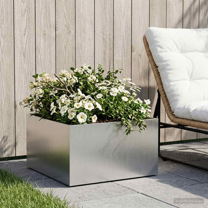 vidaXL Garden Planter Silver 60 x 60 x 30 cm Stainless Steel