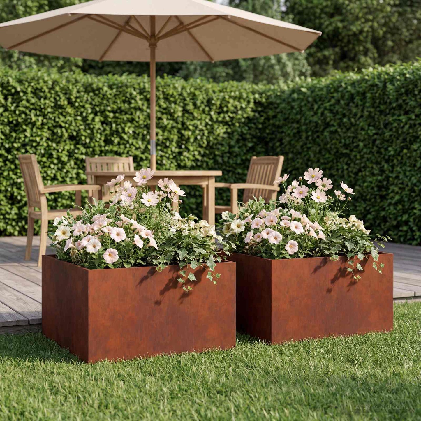 vidaXL Garden Planter 2 pcs Rusty 60 x 60 x 30 cm Weathering Steel