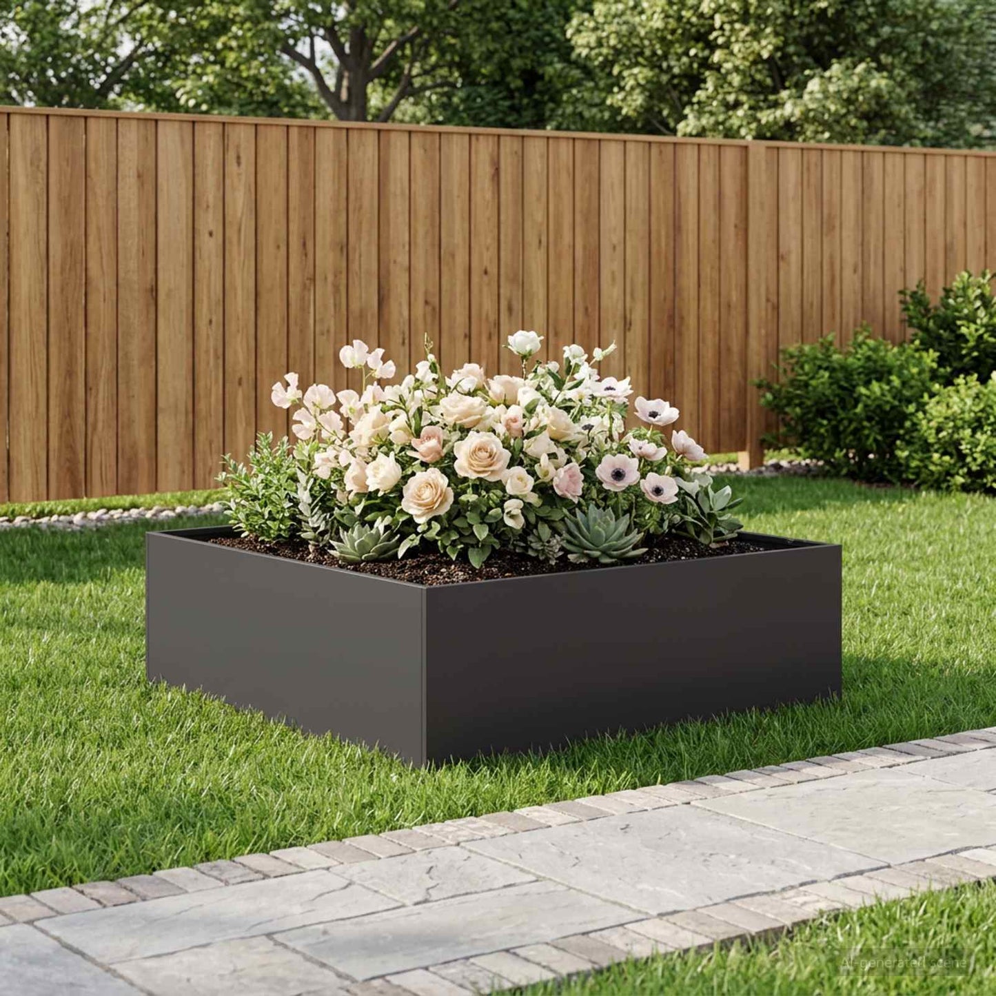 vidaXL Garden Planter Black 100 x 100 x 30 cm Cold-rolled Steel