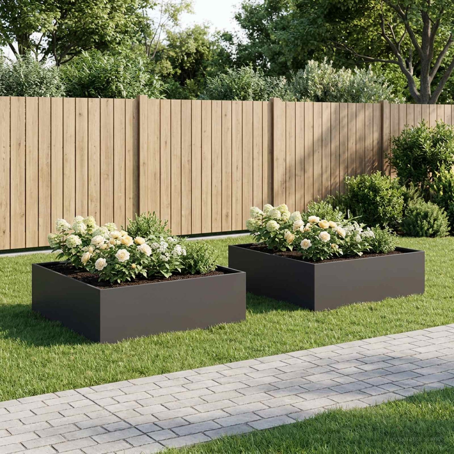 vidaXL Garden Planter 2 pcs Black 100 x 100 x 30 cm Cold-rolled Steel