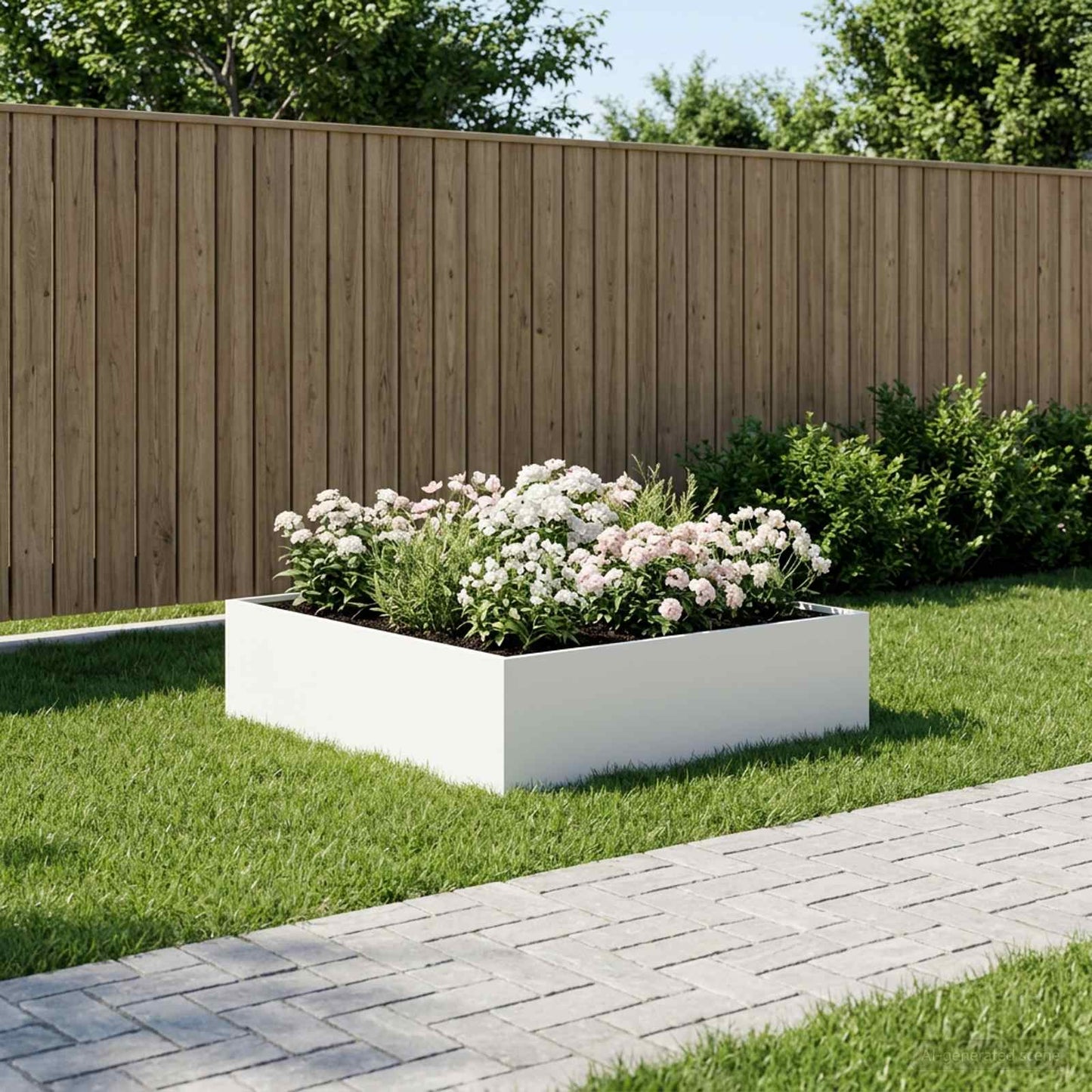 vidaXL Garden Planter White 100 x 100 x 30 cm Cold-rolled Steel