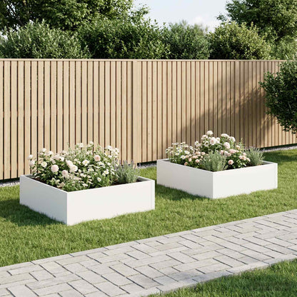 vidaXL Garden Planter 2 pcs White 100 x 100 x 30 cm Cold-rolled Steel