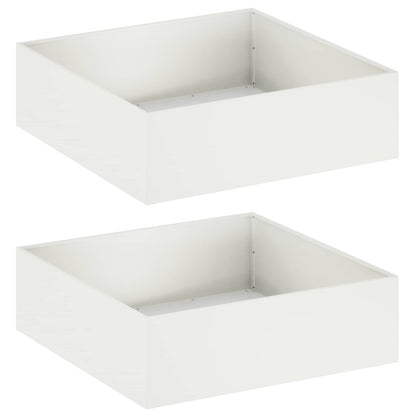 vidaXL Garden Planter 2 pcs White 100 x 100 x 30 cm Cold-rolled Steel