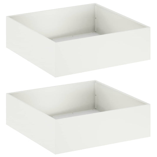 vidaXL Garden Planter 2 pcs White 100 x 100 x 30 cm Cold-rolled Steel