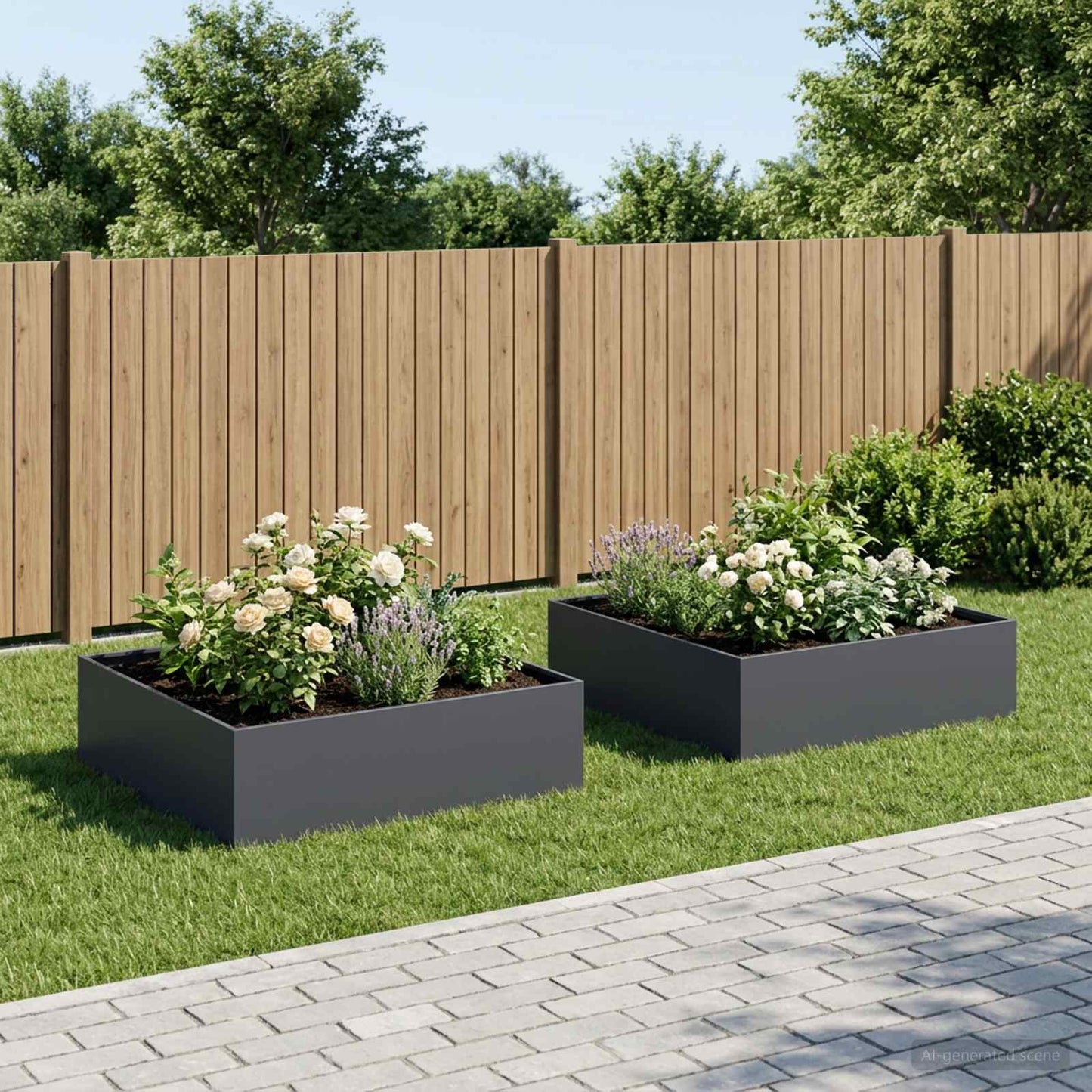 vidaXL Garden Planter 2 pcs Anthracite 100 x 100 x 30 cm