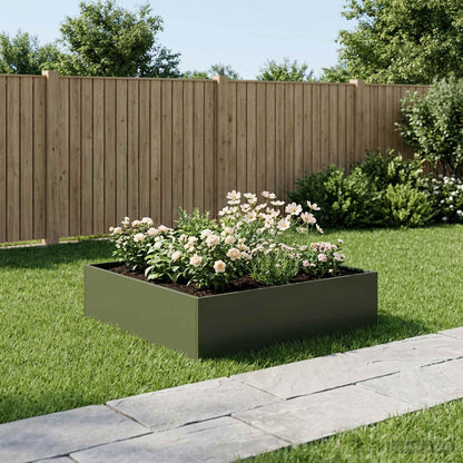 vidaXL Garden Planter Olive Green 100 x 100 x 30 cm Cold-rolled Steel