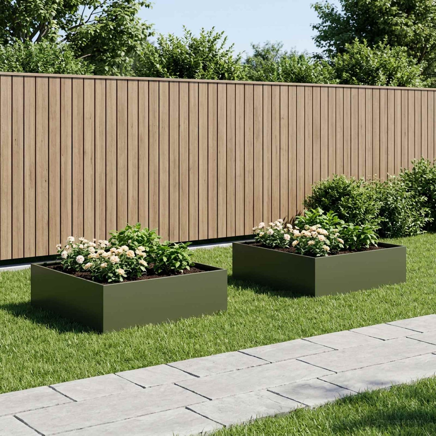 vidaXL Garden Planter 2 pcs Olive Green 100 x 100 x 30 cm