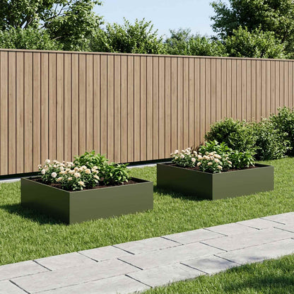 vidaXL Garden Planter 2 pcs Olive Green 100 x 100 x 30 cm