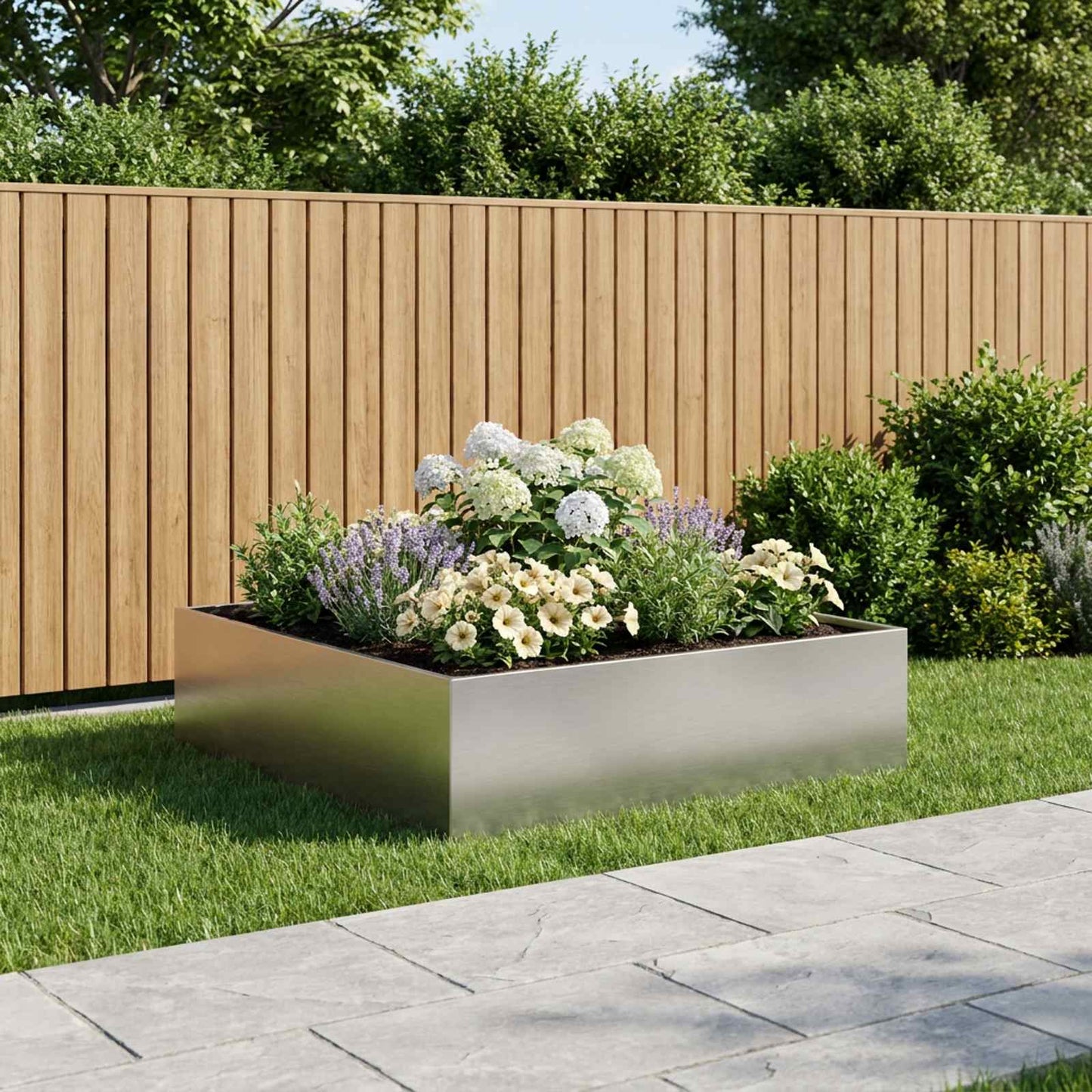 vidaXL Garden Planter Silver 100 x 100 x 30 cm Stainless Steel