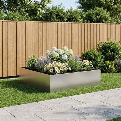 vidaXL Garden Planter Silver 100 x 100 x 30 cm Stainless Steel