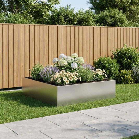 vidaXL Garden Planter Silver 100 x 100 x 30 cm Stainless Steel