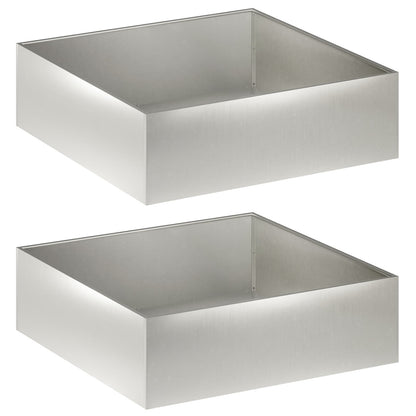 vidaXL Garden Planter 2 pcs Silver 100 x 100 x 30 cm Stainless Steel