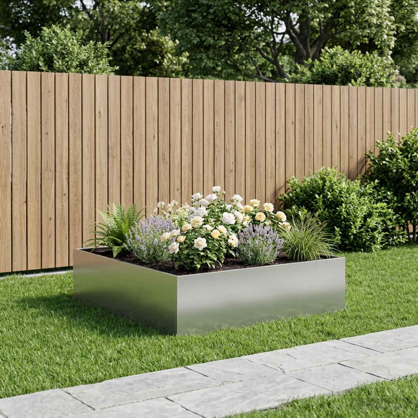 vidaXL Garden Planter Silver 100 x 100 x 30 cm Galvanised Steel
