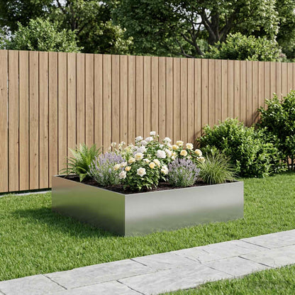 vidaXL Garden Planter Silver 100 x 100 x 30 cm Galvanised Steel