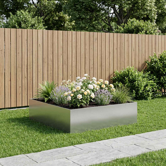 vidaXL Garden Planter Silver 100 x 100 x 30 cm Galvanised Steel