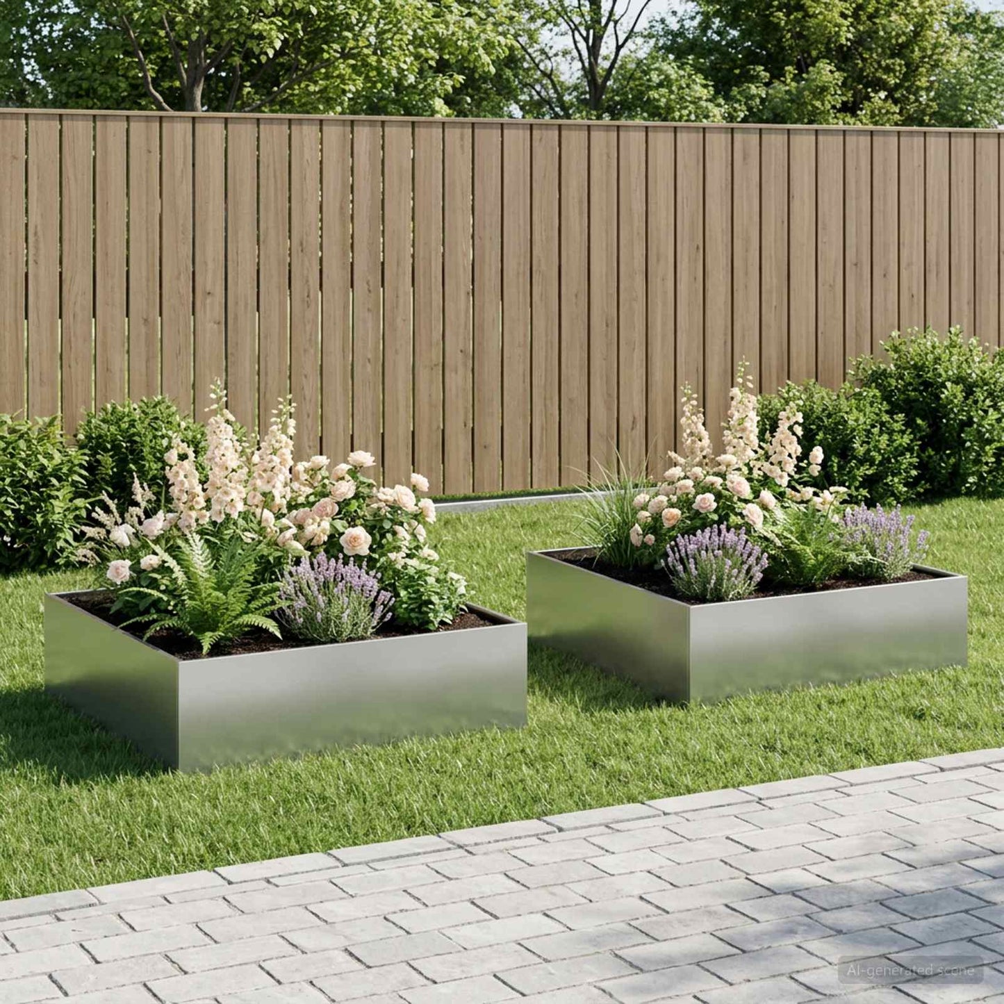 vidaXL Garden Planter 2 pcs Silver 100 x 100 x 30 cm Galvanised Steel