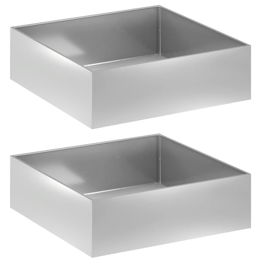 vidaXL Garden Planter 2 pcs Silver 100 x 100 x 30 cm Galvanised Steel