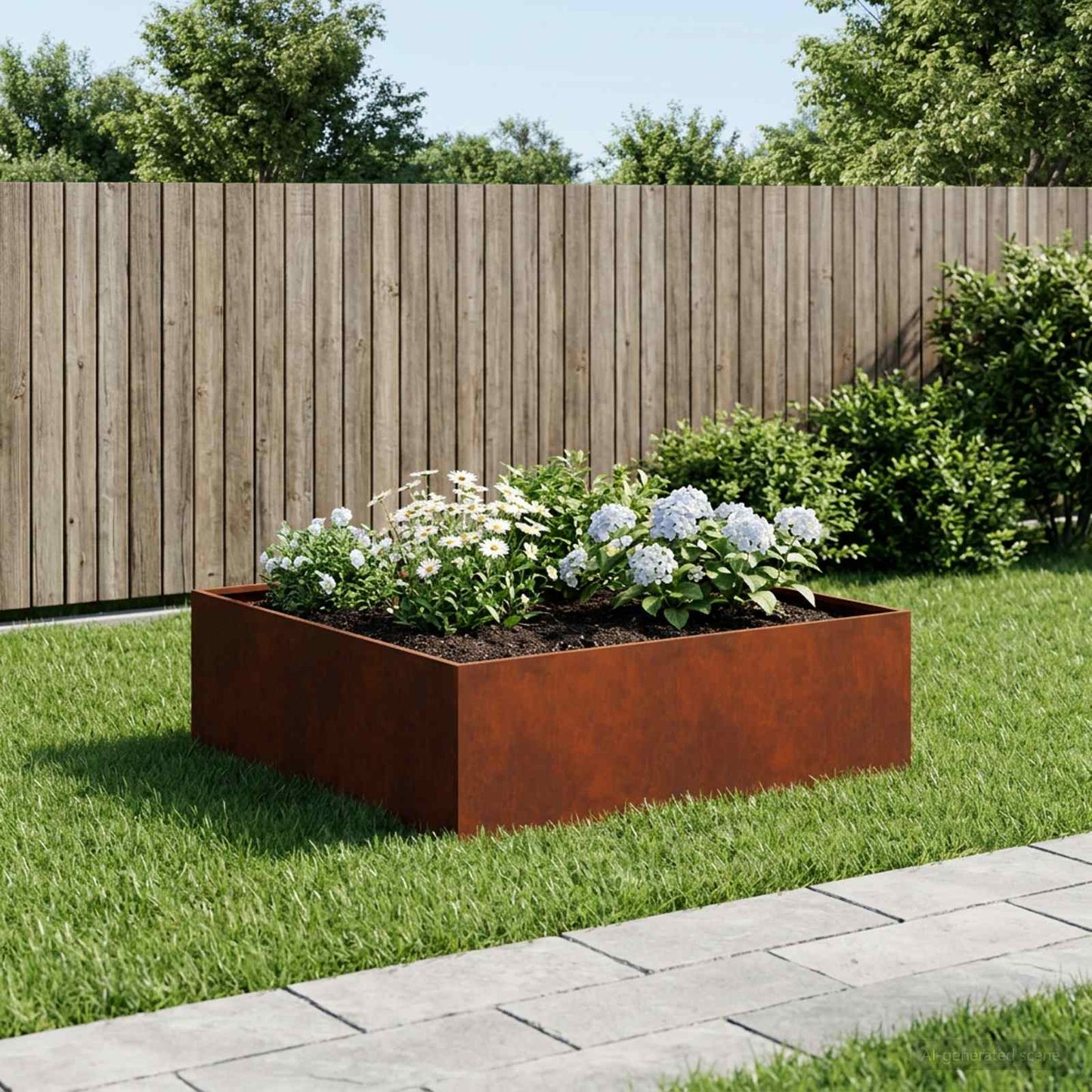 vidaXL Garden Planter Rusty 100 x 100 x 30 cm Weathering Steel