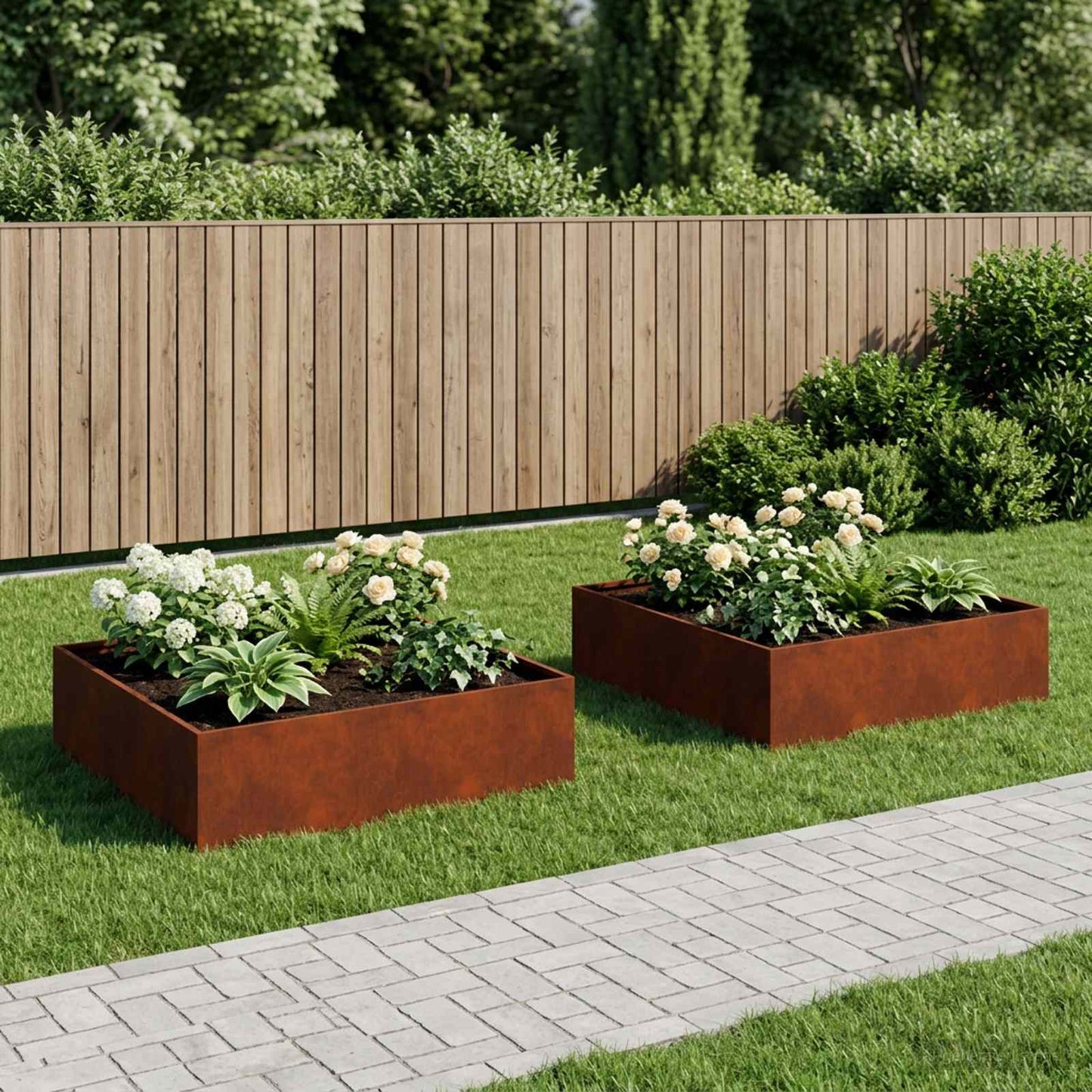 vidaXL Garden Planter 2 pcs Rusty 100 x 100 x 30 cm Weathering Steel