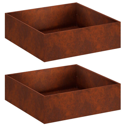vidaXL Garden Planter 2 pcs Rusty 100 x 100 x 30 cm Weathering Steel