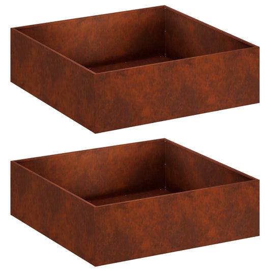 vidaXL Garden Planter 2 pcs Rusty 100 x 100 x 30 cm Weathering Steel