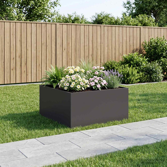 vidaXL Garden Planter Black 60 x 60 x 40 cm Cold-rolled Steel