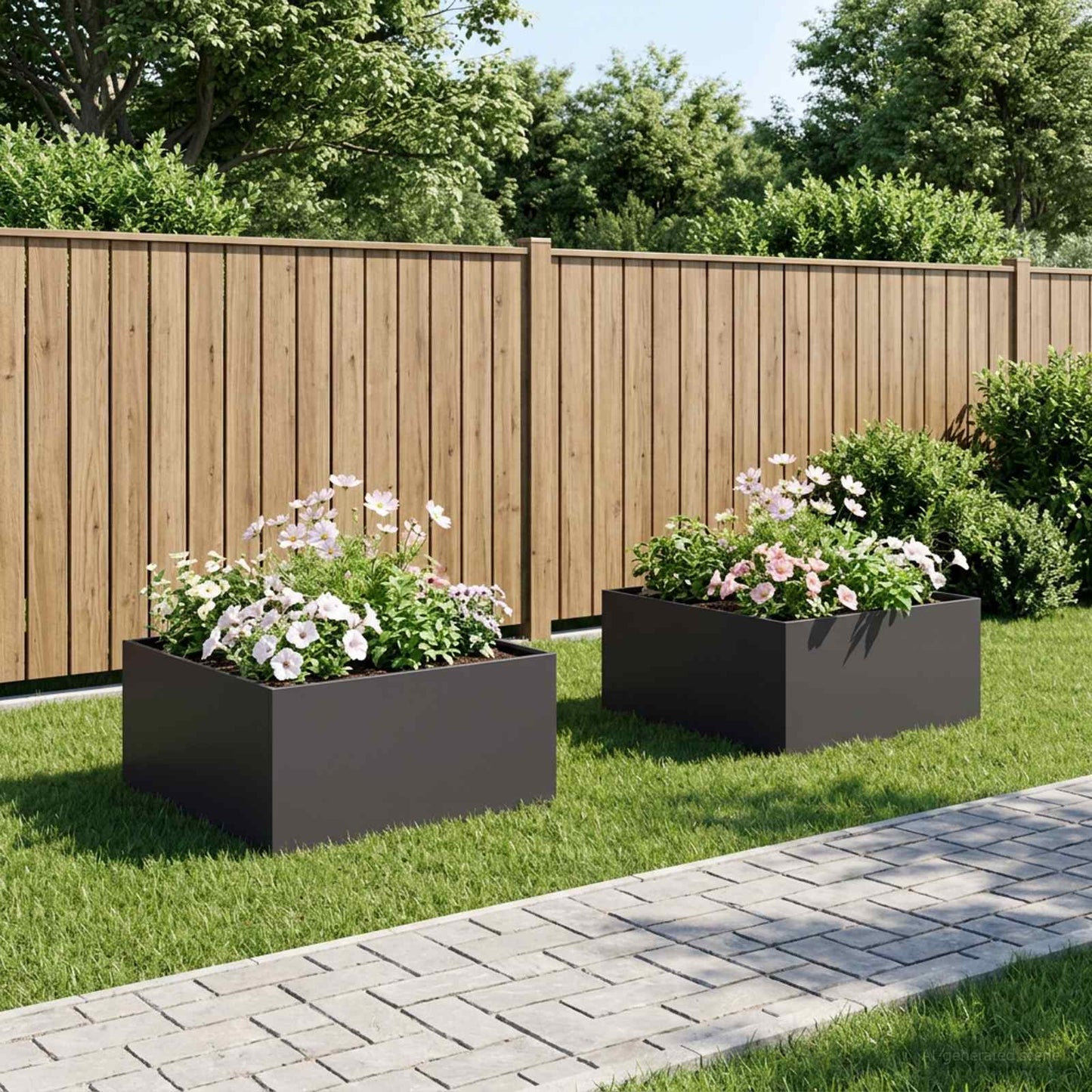 vidaXL Garden Planter 2 pcs Black 60 x 60 x 40 cm Cold-rolled Steel