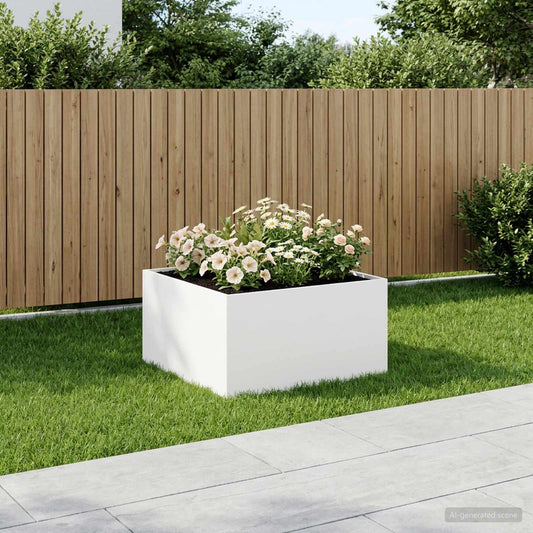 vidaXL Garden Planter White 60 x 60 x 40 cm Cold-rolled Steel