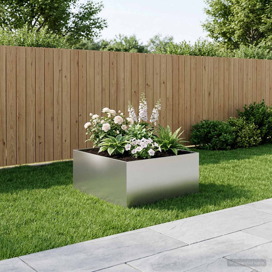 vidaXL Garden Planter Silver 60 x 60 x 40 cm Galvanised Steel