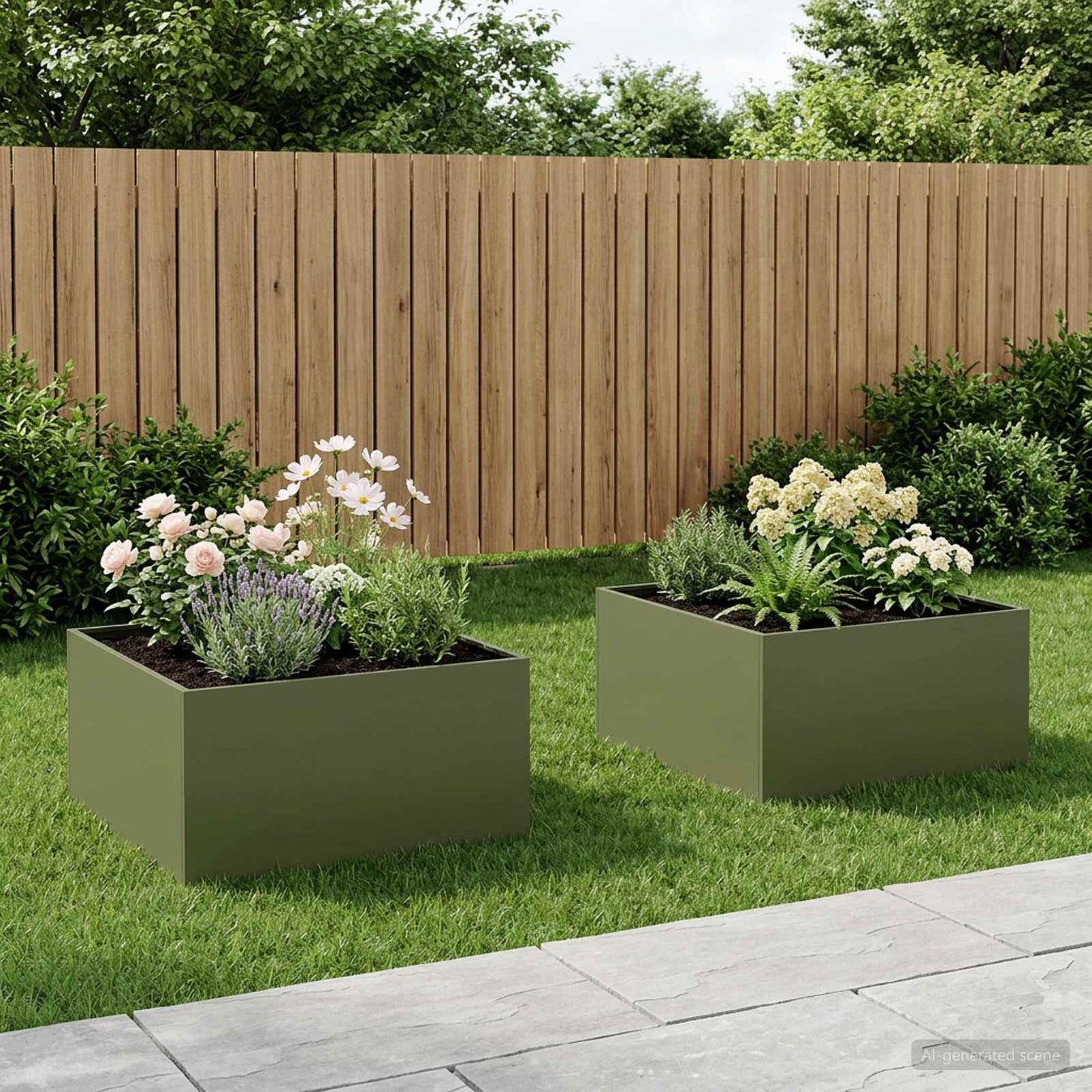 vidaXL Garden Planter 2 pcs Olive Green 80 x 80 x 40 cm