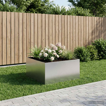 vidaXL Garden Planter Silver 80 x 80 x 40 cm Stainless Steel