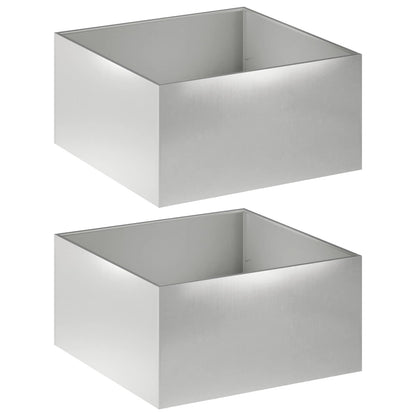 vidaXL Garden Planter 2 pcs Silver 80 x 80 x 40 cm Stainless Steel